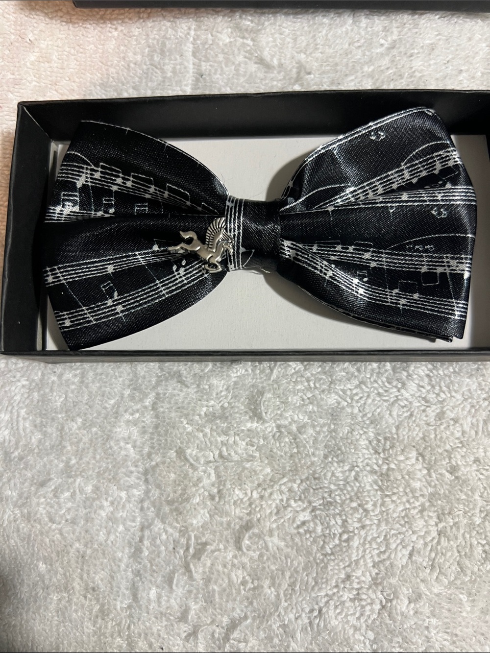 Tytus Bow Tie Black Musical Notes with Silver horse kids-Formal Accessory